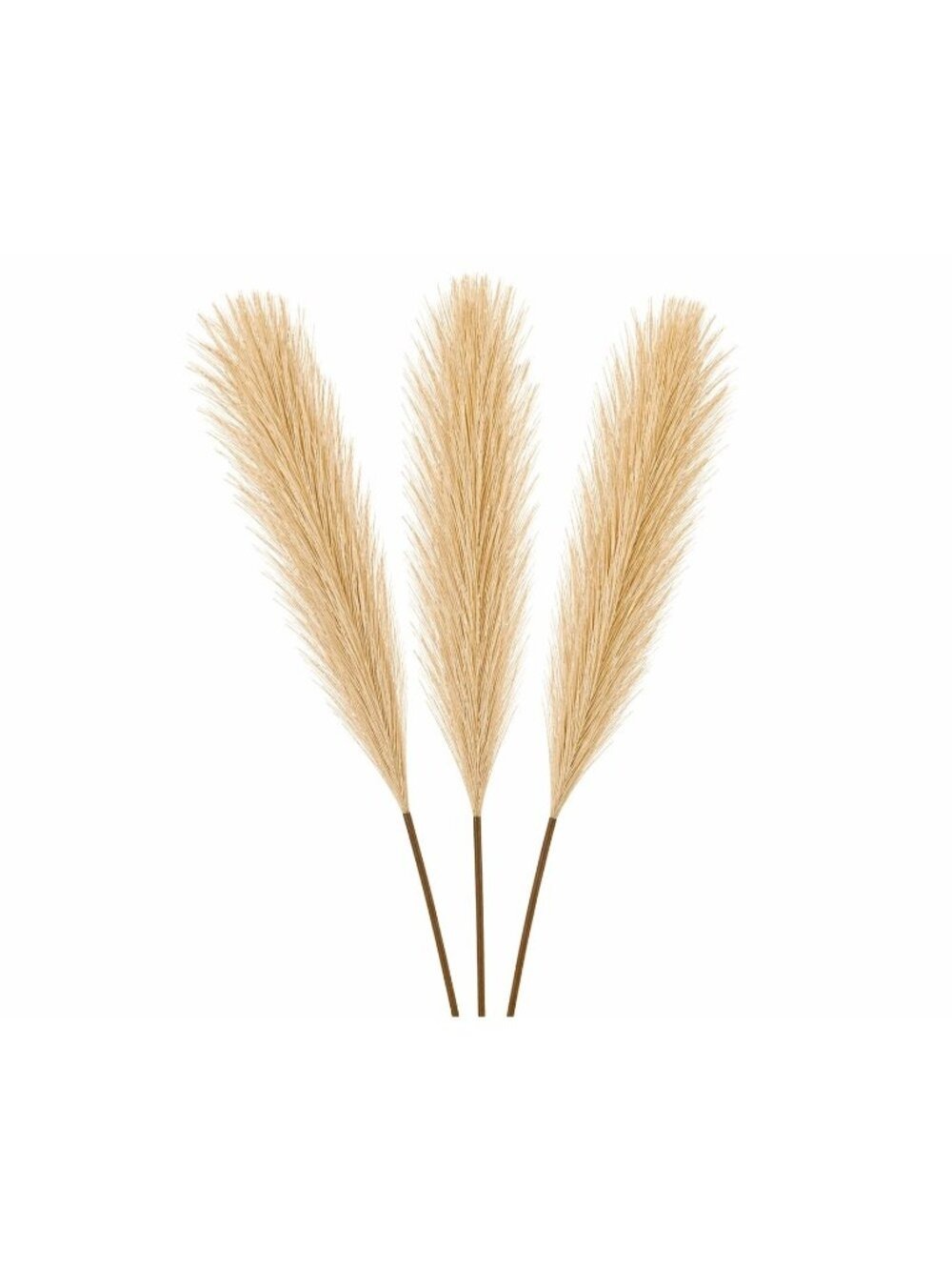 Wheat Beige Faux Pampas Grass 3 Stem Neutral Decor